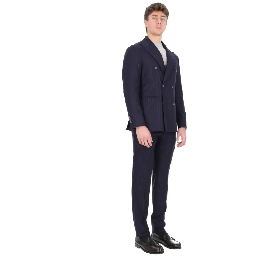 Heren Barba Abito gessato doppiopetto in lana comfort