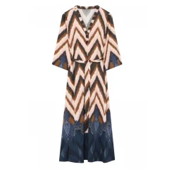 DAMES Gustav Jurken^Anika Lange Jurk Met Riem Navy/Rose