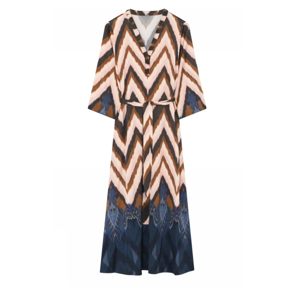 DAMES Gustav Jurken^Anika Lange Jurk Met Riem Navy/Rose