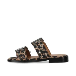 DAMES Ganni Animalier Platte Sandaal met Gespen