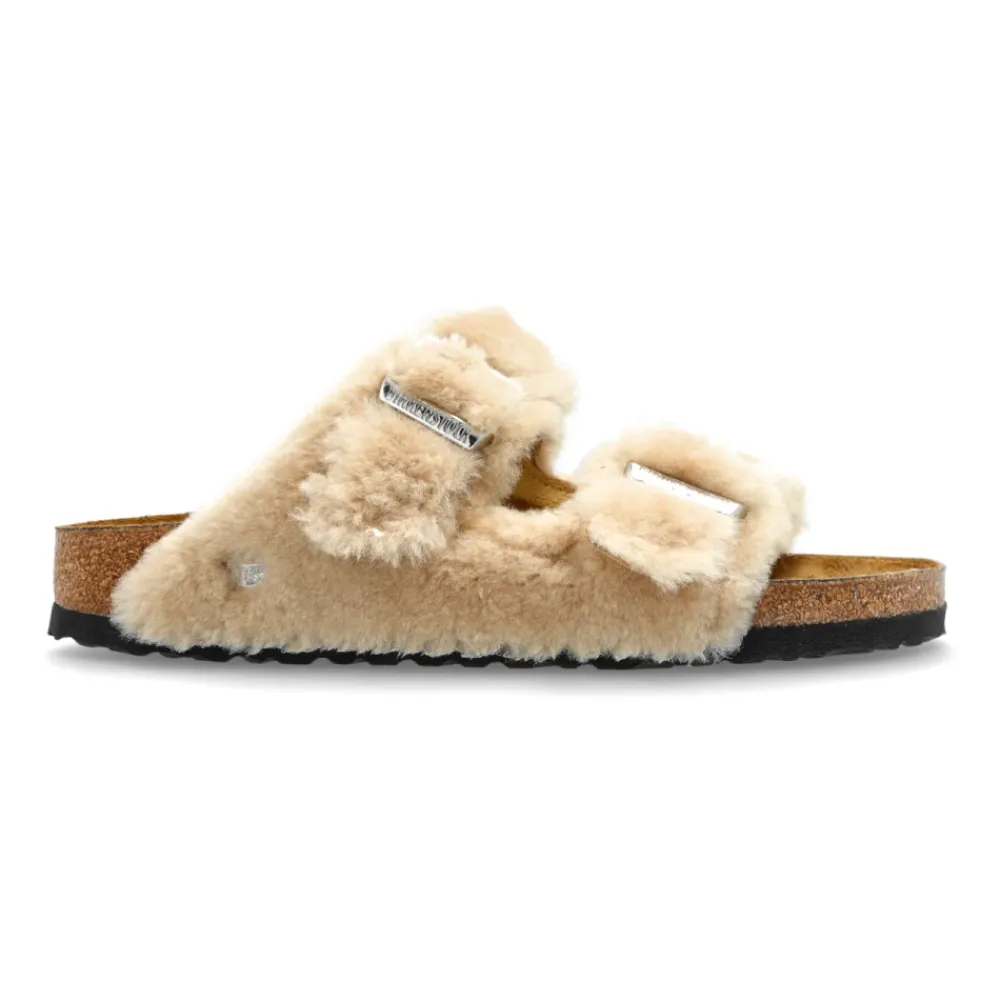 DAMES Birkenstock Arizona Shearling Rivet Logo slides