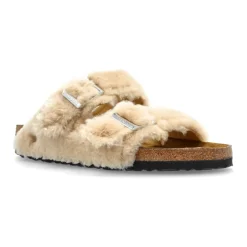 DAMES Birkenstock Arizona Shearling Rivet Logo slides