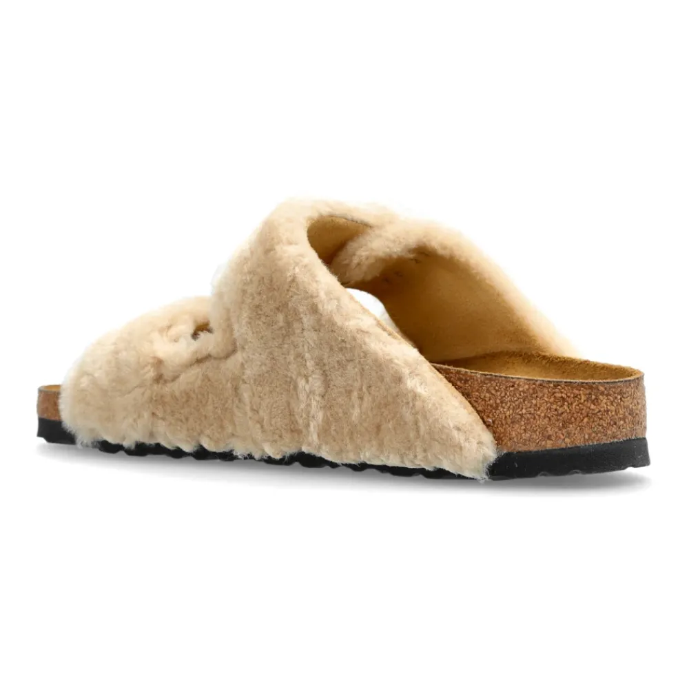 DAMES Birkenstock Arizona Shearling Rivet Logo slides