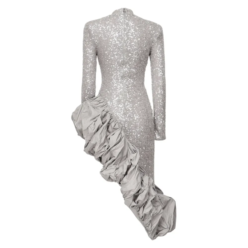 DAMES ROTATE Birger Christensen Asymmetrische Jurk met Rits en Drapering