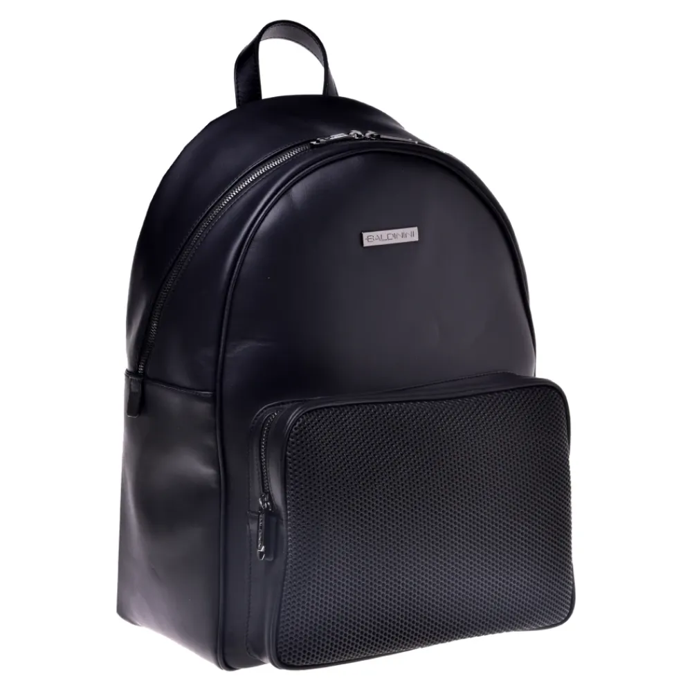 Heren Baldinini Rugzakken|Tassen^Backpack in black speckled leather