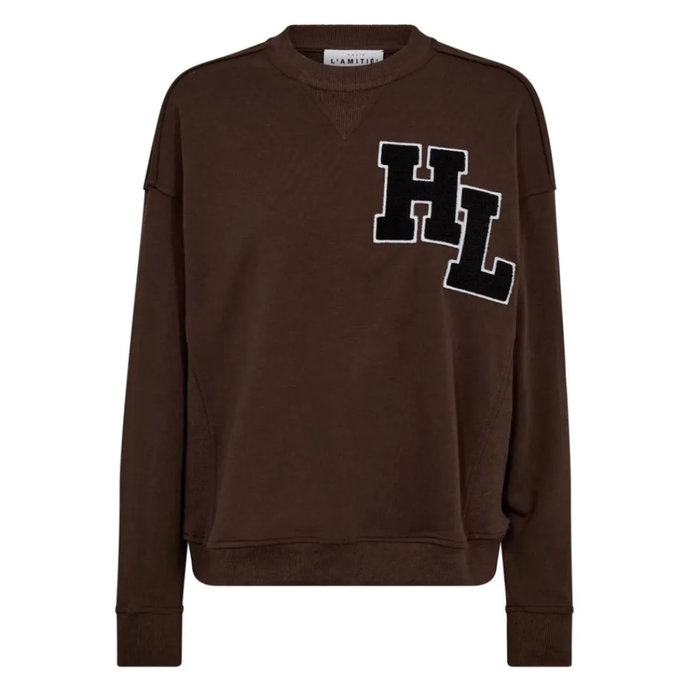 DAMES Haute L'Amitié Truien & Vesten^Badge Sweat Mocca - HL10234