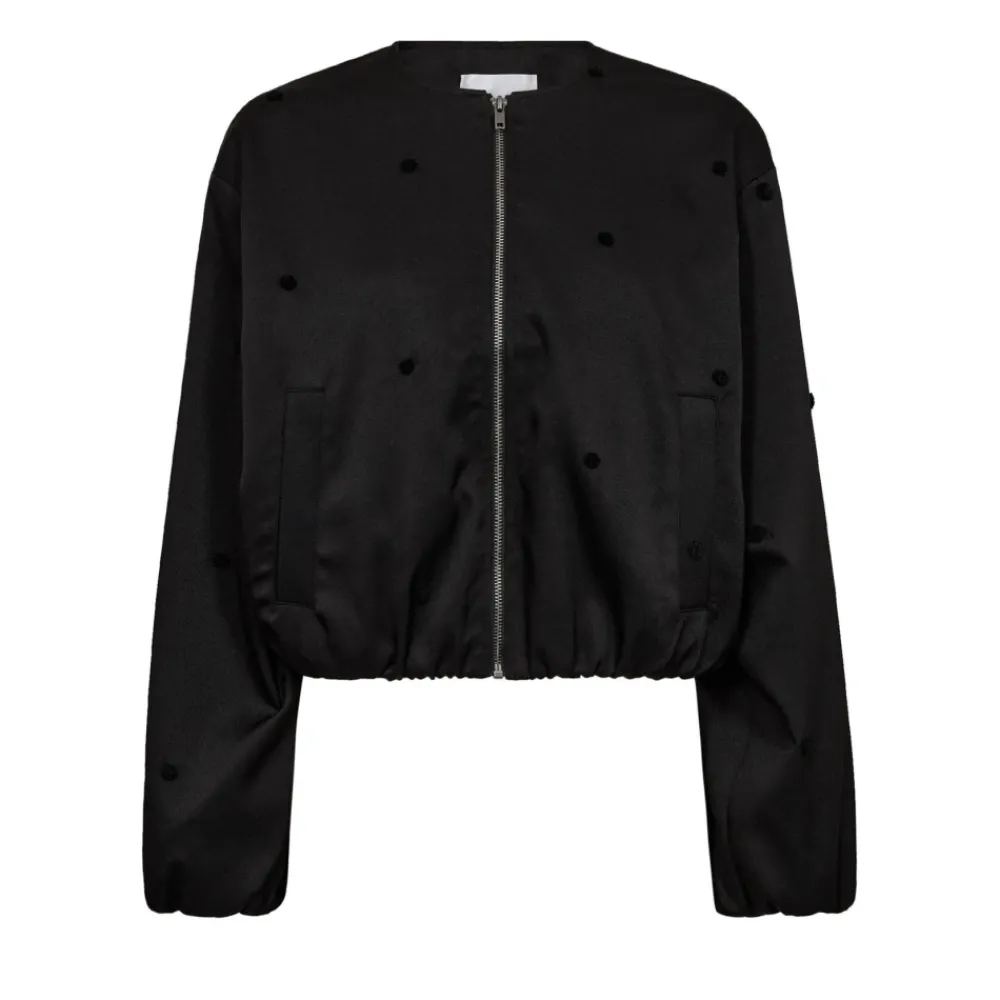 DAMES Co'Couture Ballon stip jas met ritssluiting