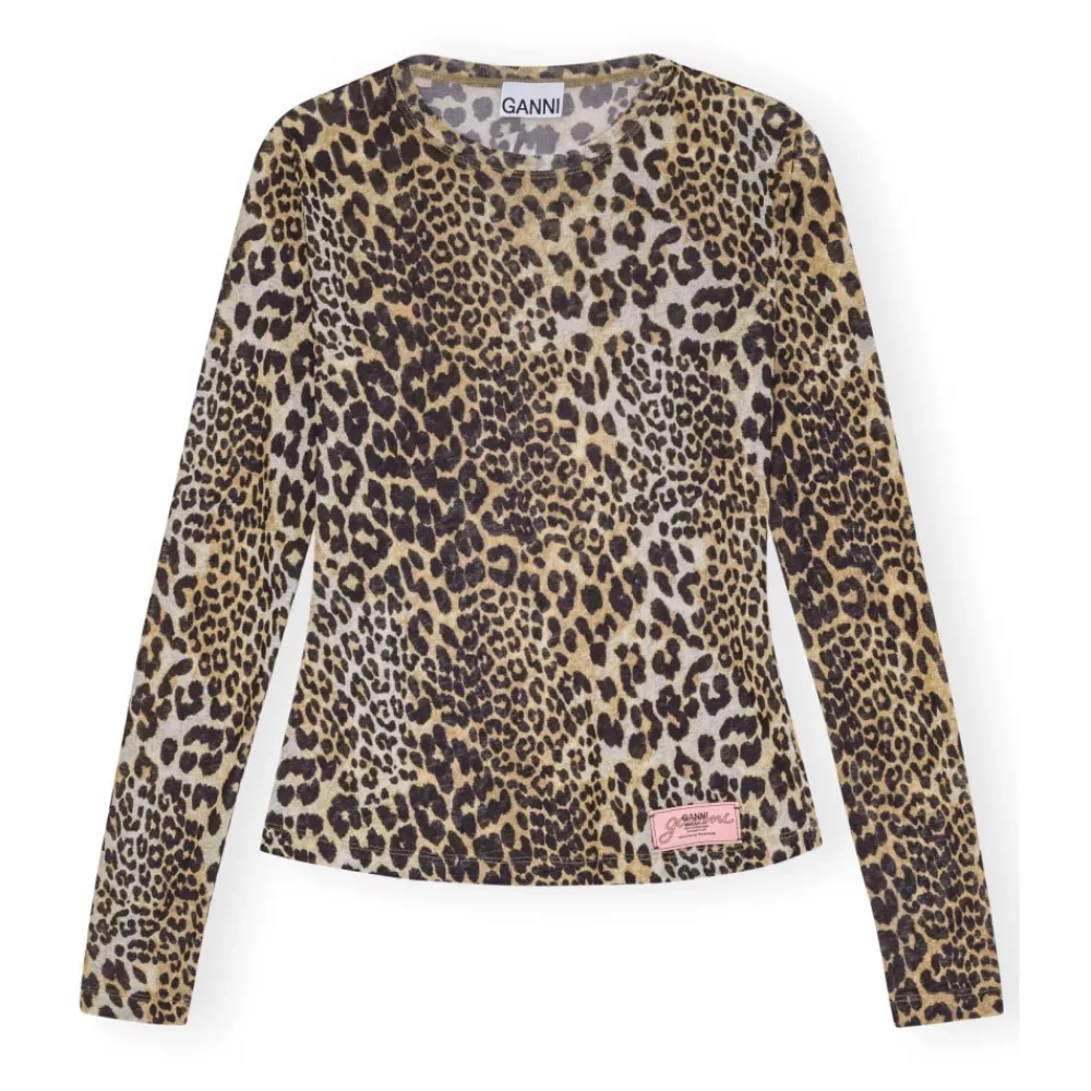 DAMES Ganni Bedrukte Mesh Long Sleeve Trui