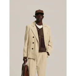 Heren Bram's Fruit Kostuums^Corduroy Double Breasted Suit Jacket