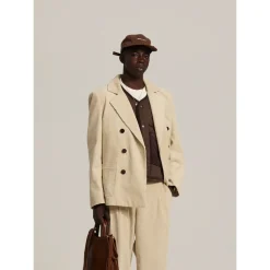 Heren Bram's Fruit Kostuums^Corduroy Double Breasted Suit Jacket