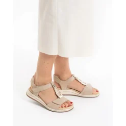 DAMES ara leren sandalen met enkelband