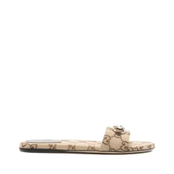 DAMES Gucci Beige Monogram Horsebit Sandalen