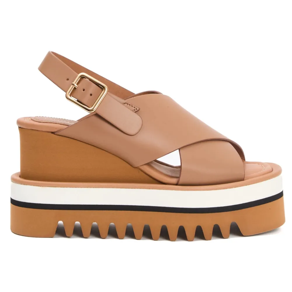 DAMES Paloma Barceló Sleehakken^Beige Sleehak Schoenen Kruisband Leer