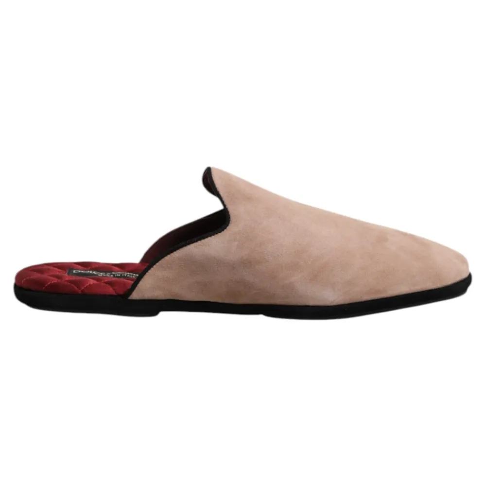 Heren Dolce & Gabbana Suède Leren Slides Platte Schoenen