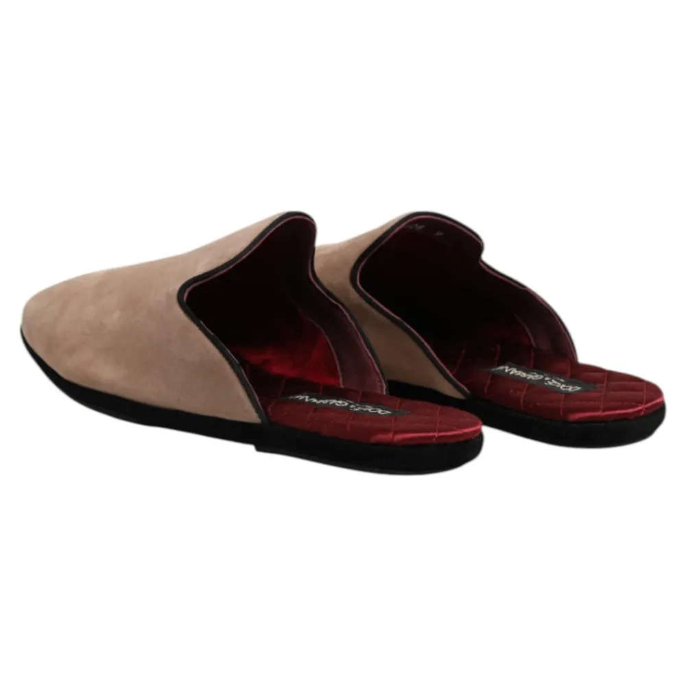 Heren Dolce & Gabbana Suède Leren Slides Platte Schoenen