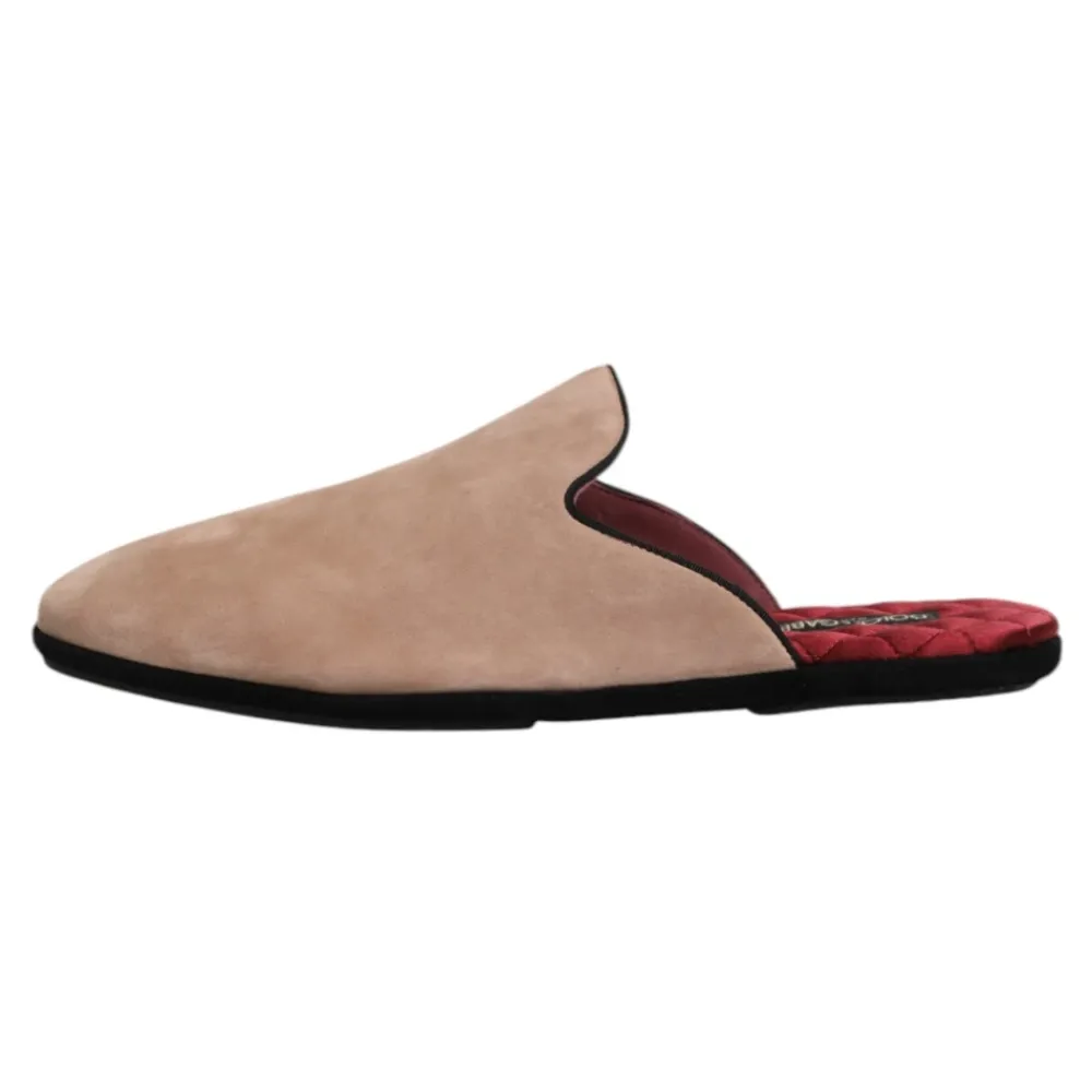 Heren Dolce & Gabbana Suède Leren Slides Platte Schoenen