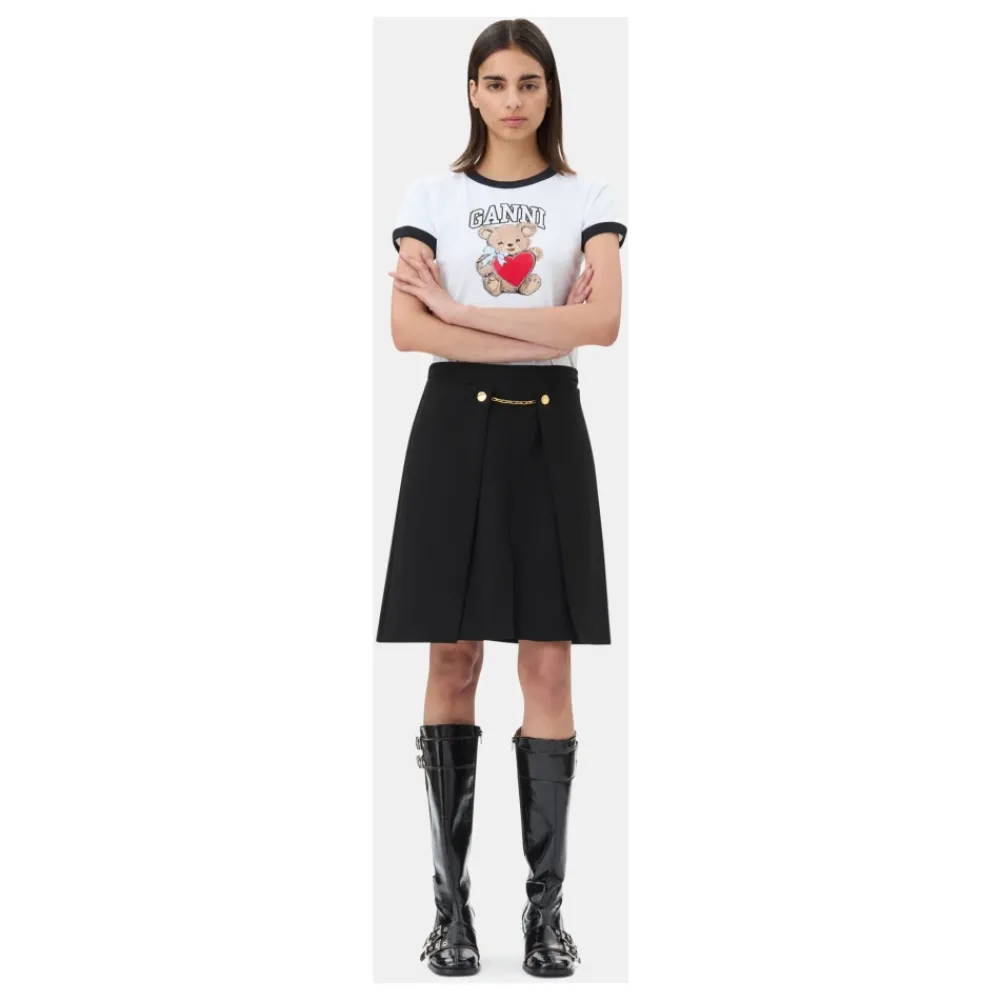 DAMES Ganni Black Light Twill Suiting Rok