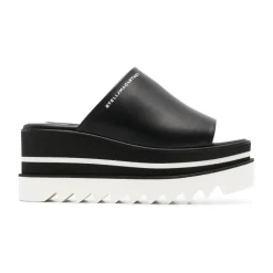 DAMES Stella McCartney Black Logo Print Platform Sandalen