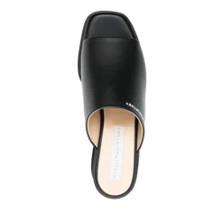 DAMES Stella McCartney Black Logo Print Platform Sandalen