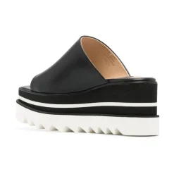 DAMES Stella McCartney Black Logo Print Platform Sandalen