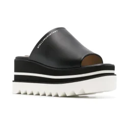 DAMES Stella McCartney Black Logo Print Platform Sandalen