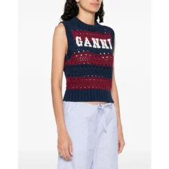 DAMES Ganni Truien & Vesten^Gestreept Gebreid Vest met Logo