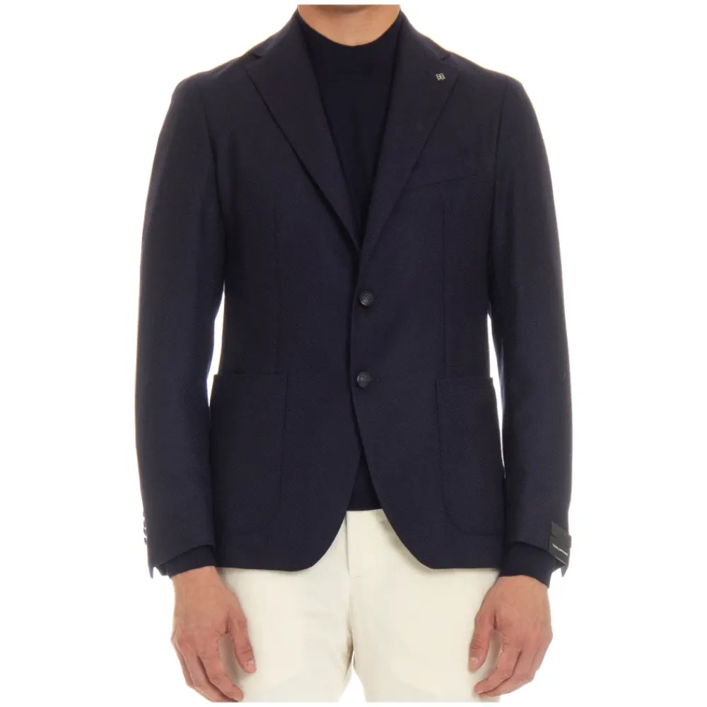 Heren Tagliatore Kostuums^Geweven Jas met Spiegelrevers