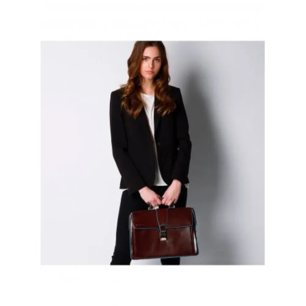 DAMES Piquadro Blauw Vierkant Leren Dokterstas