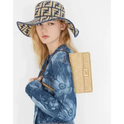 DAMES Fendi Blauwe breedgerande katoenen hoed