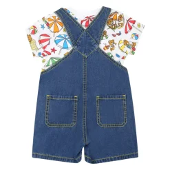 Moschino Jumpsuits^Blauwe Denim Overall met Teddy Bear