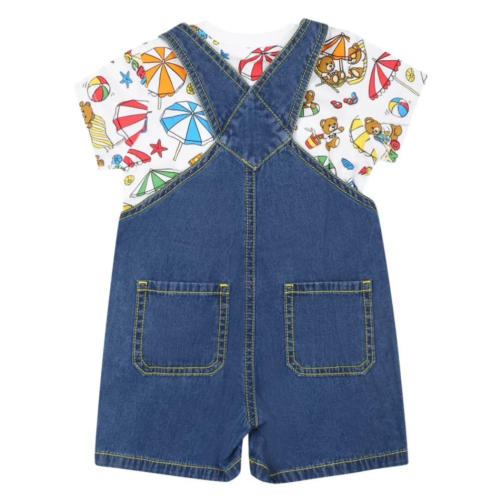 Moschino Jumpsuits^Blauwe Denim Overall met Teddy Bear