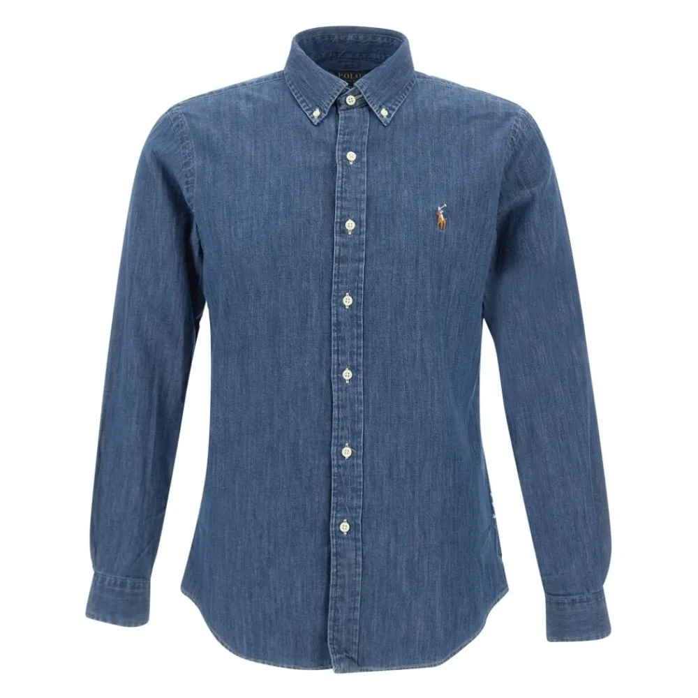 Heren Polo Ralph Lauren Overhemden^e Denim Overhemd, Button-Down Kraag