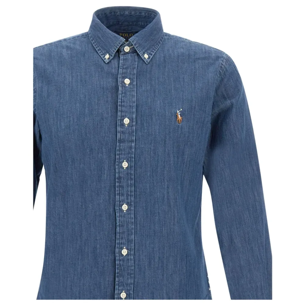 Heren Polo Ralph Lauren Overhemden^e Denim Overhemd, Button-Down Kraag