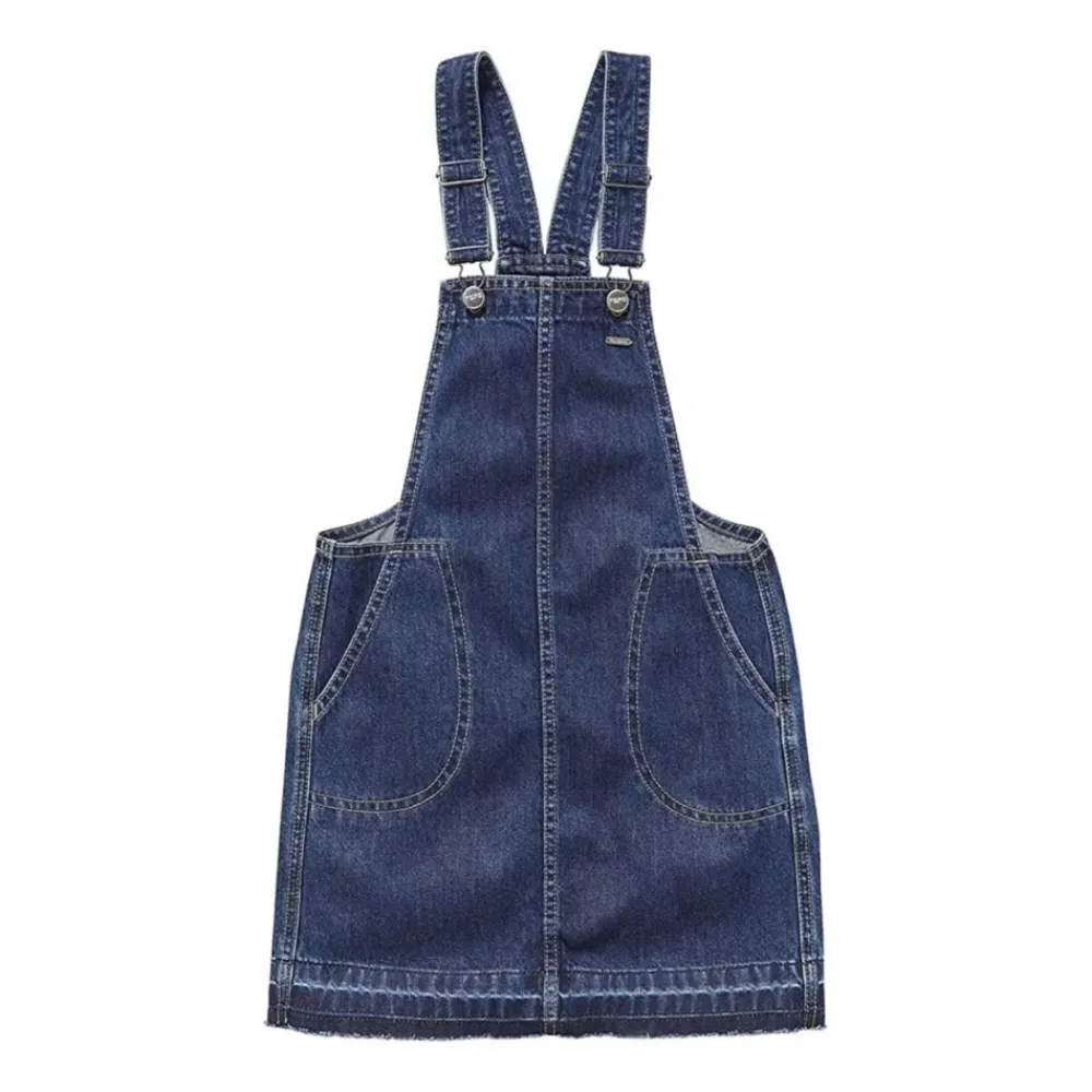 Pepe Jeans Jumpsuits^e denim schortjurk met rafelrand