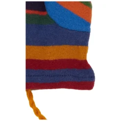 GALLO Handschoenen^Blauwe fleece wanten voor kinderen met veelkleurige strepen