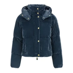 DAMES Elisabetta Franchi e Fluweel Gewatteerde Jas met Afneembare Capuchon