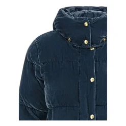 DAMES Elisabetta Franchi e Fluweel Gewatteerde Jas met Afneembare Capuchon