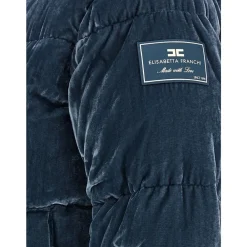 DAMES Elisabetta Franchi e Fluweel Gewatteerde Jas met Afneembare Capuchon