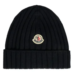 Moncler e Geribbelde Wollen Beanie Muts