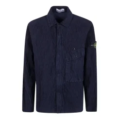 Heren Stone Island Overhemden^e Gerimpelde Corduroy Overhemd met Ritszak