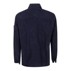 Heren Stone Island Overhemden^e Gerimpelde Corduroy Overhemd met Ritszak