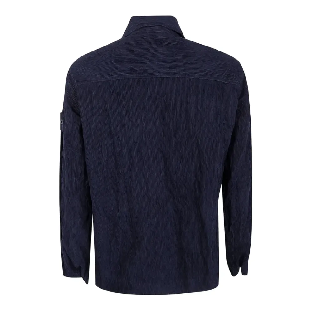 Heren Stone Island Overhemden^e Gerimpelde Corduroy Overhemd met Ritszak