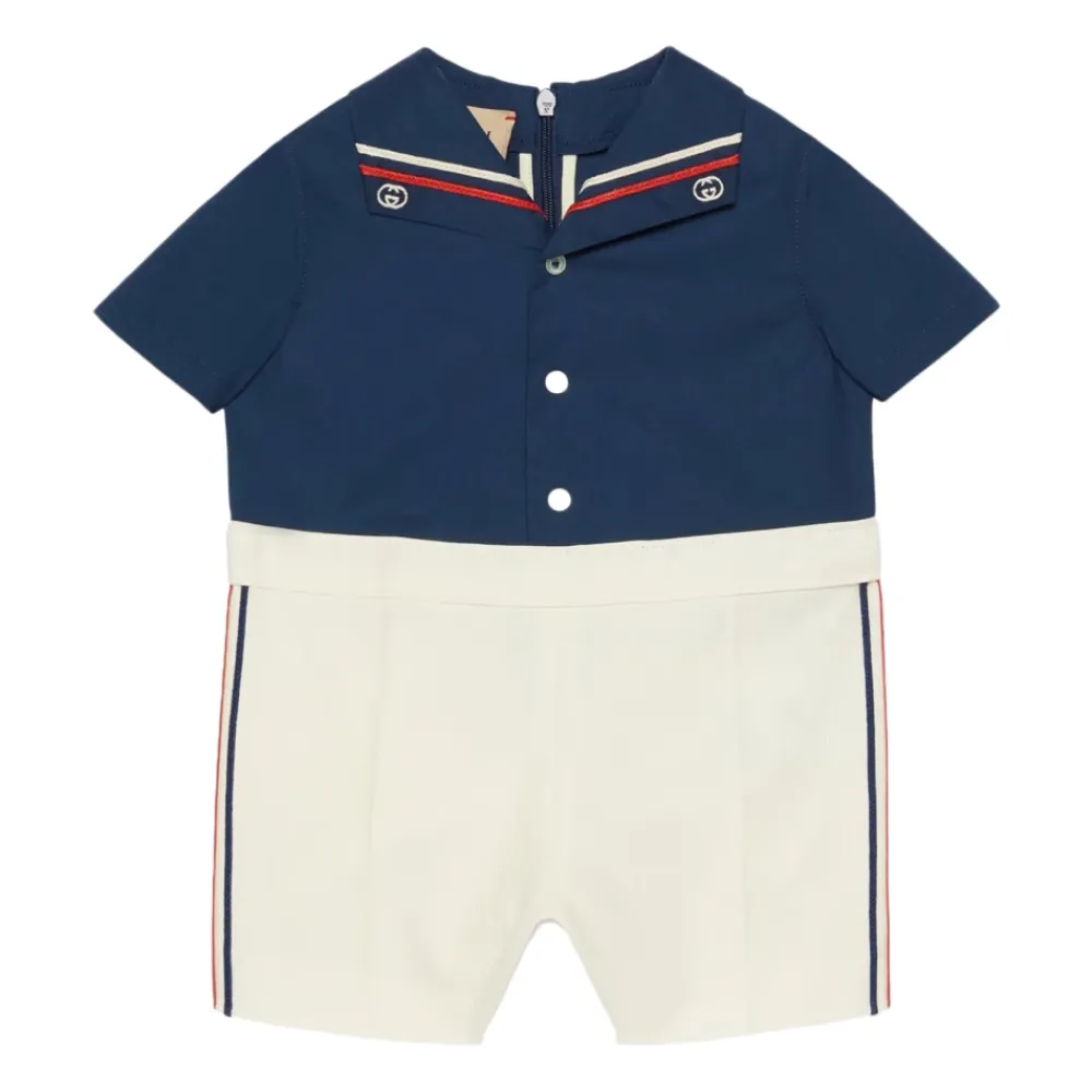 Gucci Bodysuits & Sets^Blauwe Kinderjurk met G-logo Borduursel