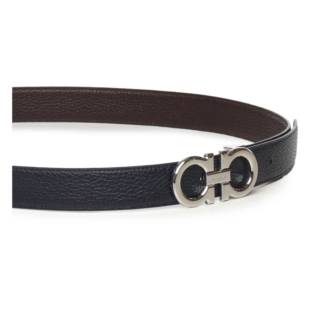 Heren Ferragamo Blauwe Omkeerbare Leren Riem