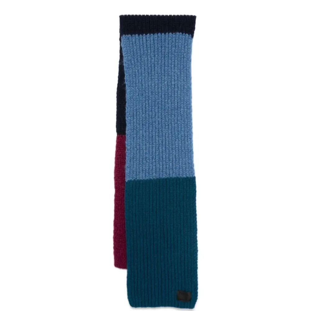 Heren Paul Smith Sjaals^Blauwe Patchwork Wollen Mix Sjaal