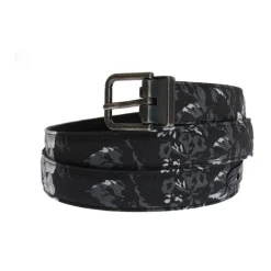 Heren Dolce & Gabbana Riemen^Bloemen Canvas Riem met Gouden Gesp