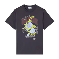 DAMES Ganni Shirts^Bloemen Grafische Print Korte Mouw Tee