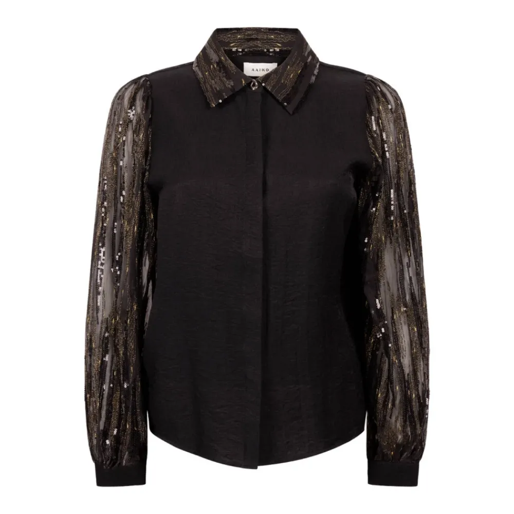 DAMES Aaiko Blouses^Blouse lange mouw PILLAR PAILLETTE
