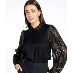 DAMES Aaiko Blouses^Blouse lange mouw PILLAR PAILLETTE