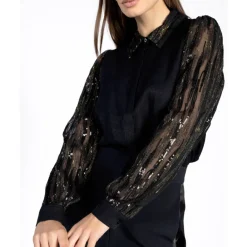 DAMES Aaiko Blouses^Blouse lange mouw PILLAR PAILLETTE